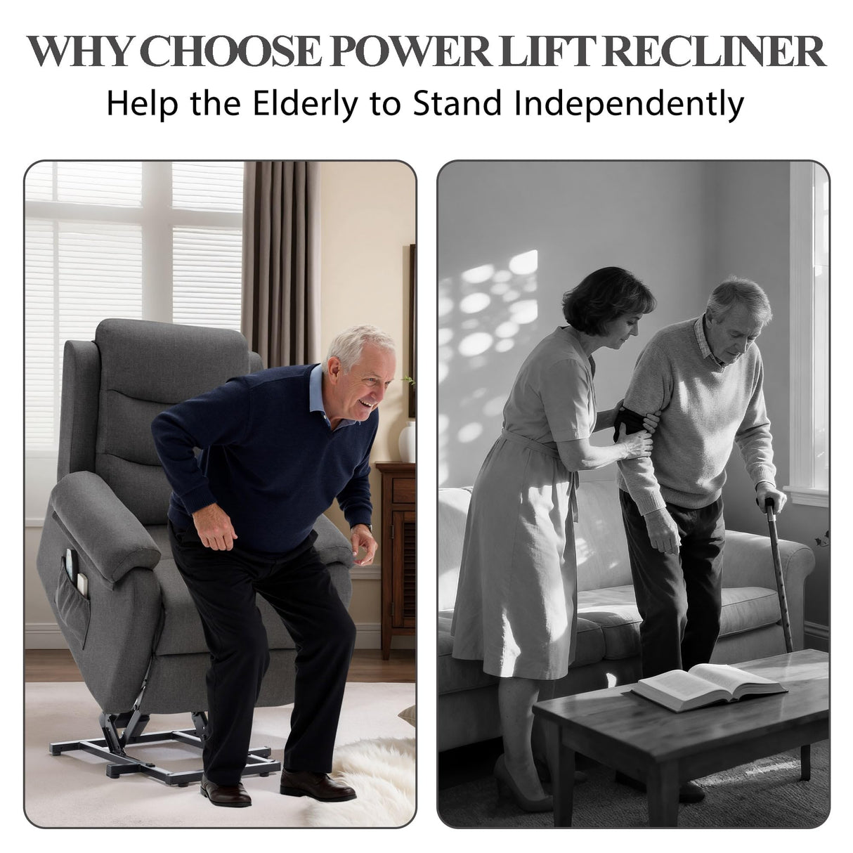 Korser Power Lift Recliner Chair for Elderly, Electric Lift Chair for Adults, Small Recliner with Side Pockets for Living Room Reading Room, Recliner Saves Your Favorite Position, Darkgrey Korser