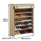 Calmootey 7 Tier Shoe Rack Organizer to Hold 35 Pairs, Portable Shoe Shelf with Nonwoven Fabric Cover for Closet Hallway, Bedroom, Entryway, Beige Calmootey