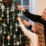 Crystal Ornaments Christmas Tree Decorations - 21pcs Christmas Tree Ornaments Sparkling Dazzling Festival Party Decoration Crystal Snowflake Design Hanging Ornament Holiday Season Home Decor Lapogy