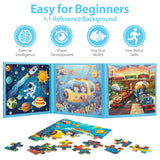 Space Ocean Train Magnetic Puzzles for Kids Ages 3-5, 20-25-30 Pieces Toddler Puzzles, Magnet Travel Jigsaw Puzzles Toys, Preschool Learning Toy Kids Puzzles for 2 3 4 5 6 Year Old Kids Birthday Gifts Jeacirio