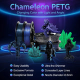 YOUSU 3D Printer Filament Galaxy PETG Filament 1.75mm +/- 0.02mm,Glow in The Dark Laser Chameleon Series 3D Printing Filament Bundle,Multi Color Filament 250g X 4 Color Pack Yousu