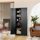 Fesbos Metal Storage Cabinet-71” Tall Steel File Cabinets with Lockable Doors and Adjustable Shelves-Black Steel Storage Cabinet for Home,Kitchen, School, Office, Garage Fesbos