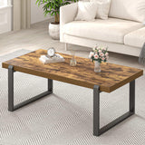 EXCEFUR Modern Coffee Table, Industrial Wood and Metal Center Table, Cocktail Tea Table for Living Room Home Office, Rustic Brown, 44 Inch EXCEFUR