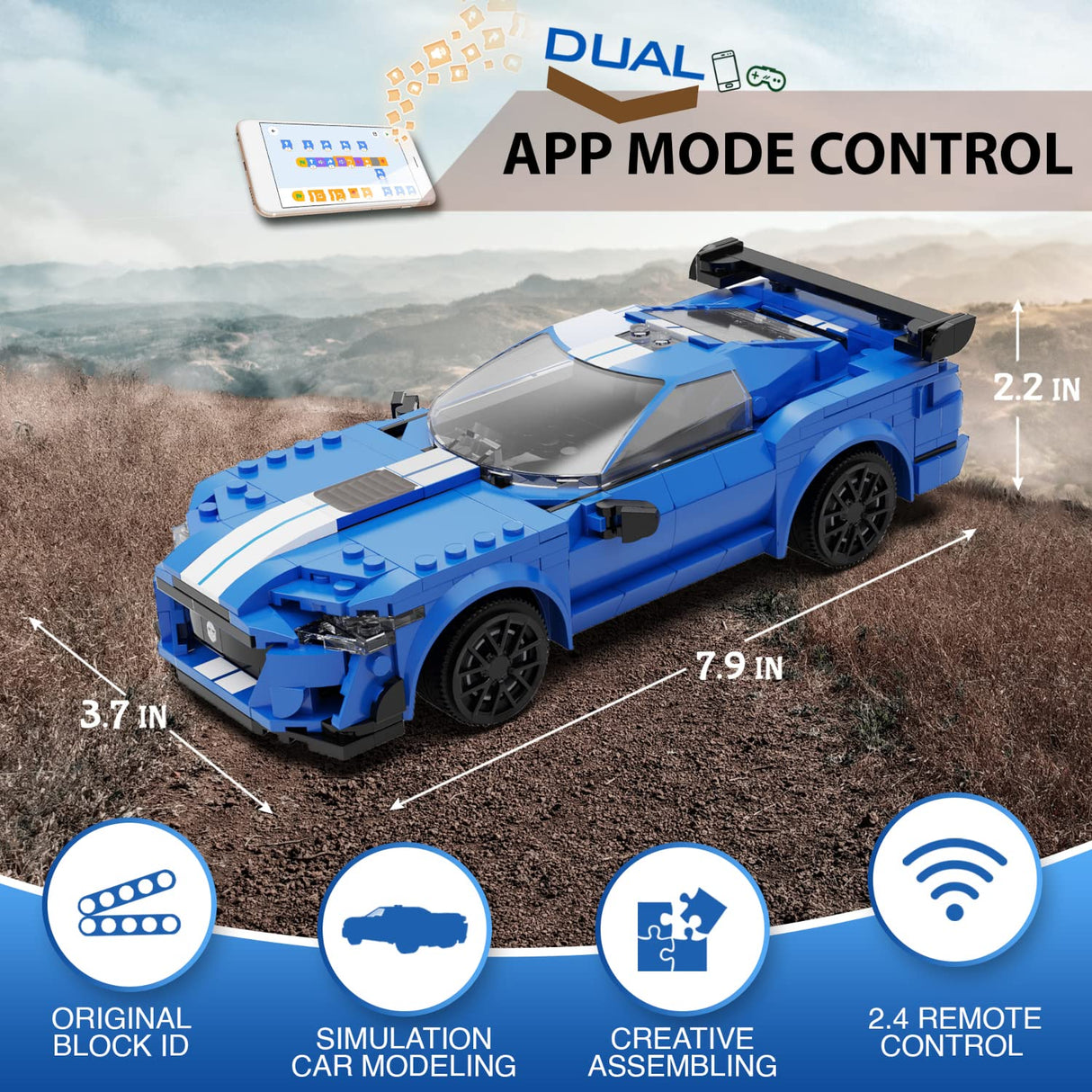 WISEPLAY Build Your Own RC Car Kit for Kids | 325-Pieces STEM Building Toys for Boys and Girls | Perfect Christmas & Birthday Gift for 6-10 Year Olds (Blue) WISEPLAY