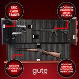 GUTE Tactical Rustic Hidden American Flag Gun Storage with Trap Door, Wall Storage | 35" x 22.5" | Firearm, Magazine and Knives Storage Easy Installation | Secure & Safe Compartment | RFID Wall Rack GUTE