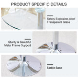 LUFTUT Round Glass Bar Height Table,35" Round Counter Height Table with Tempered Glass Tabletop,Sturdy Silver Chrome Pole Support,Clear Round Pub Tables for Small Space,Kitchen,Bistro(36" H LUFTUT