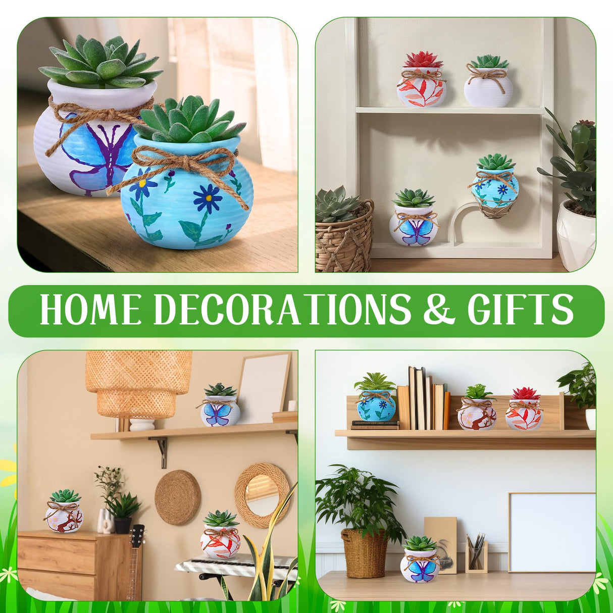 Maxdot 12 Pcs 3 Inch DIY Ceramic Succulent Planters Pots to Paint Cactus Pots Unpainted Cute Ceramic Paintable Flowerpots Pottery Painting Craft Kit for Gardening Birthday Gifts Drawing Maxdot