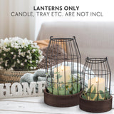 Rustic Farmhouse Lantern Decor Set of 2 - Stylish Decorative Lanterns for Your Living Room, Fireplace Mantle or Kitchen Dining Table - Modern Upscale Beauty for Your Entire Home KIBAGA