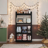 jarrvz 4 Tier Microwave Stand, Large Bakers Racks for Kitchens, Height Adjustablebakers Shelf, Coffee Bar for Living Room Rustic Black jarrvz