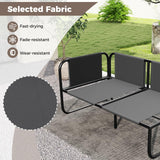 Tangkula Patio Loveseat, Sofa Couch with Removable Pillows & Seat Cushion, Side Armrest, Heavy Duty Metal Frame & Adjustable Foot Pads, Outdoor Double Chair Furniture for Garden (Grey + Black) Tangkula