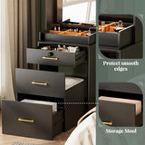 NUNU LAB Small Vanity Desk with Mirror and Lights, 3 in 1 Tall Makeup Vanity Set with Charging Station, Compact Mini Corner Vanity Set Dressing Table for Bedroom Checkroom NUNU LAB