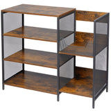 Media Console Table Stereo Stand Cabinet with Turntable Shelf, 4 Tier Record Player Stand Table with Vinyl Record Storage Holder, Audio Video Shelving Rack/Turntable Stand for Entertainment Center Cottage Charm