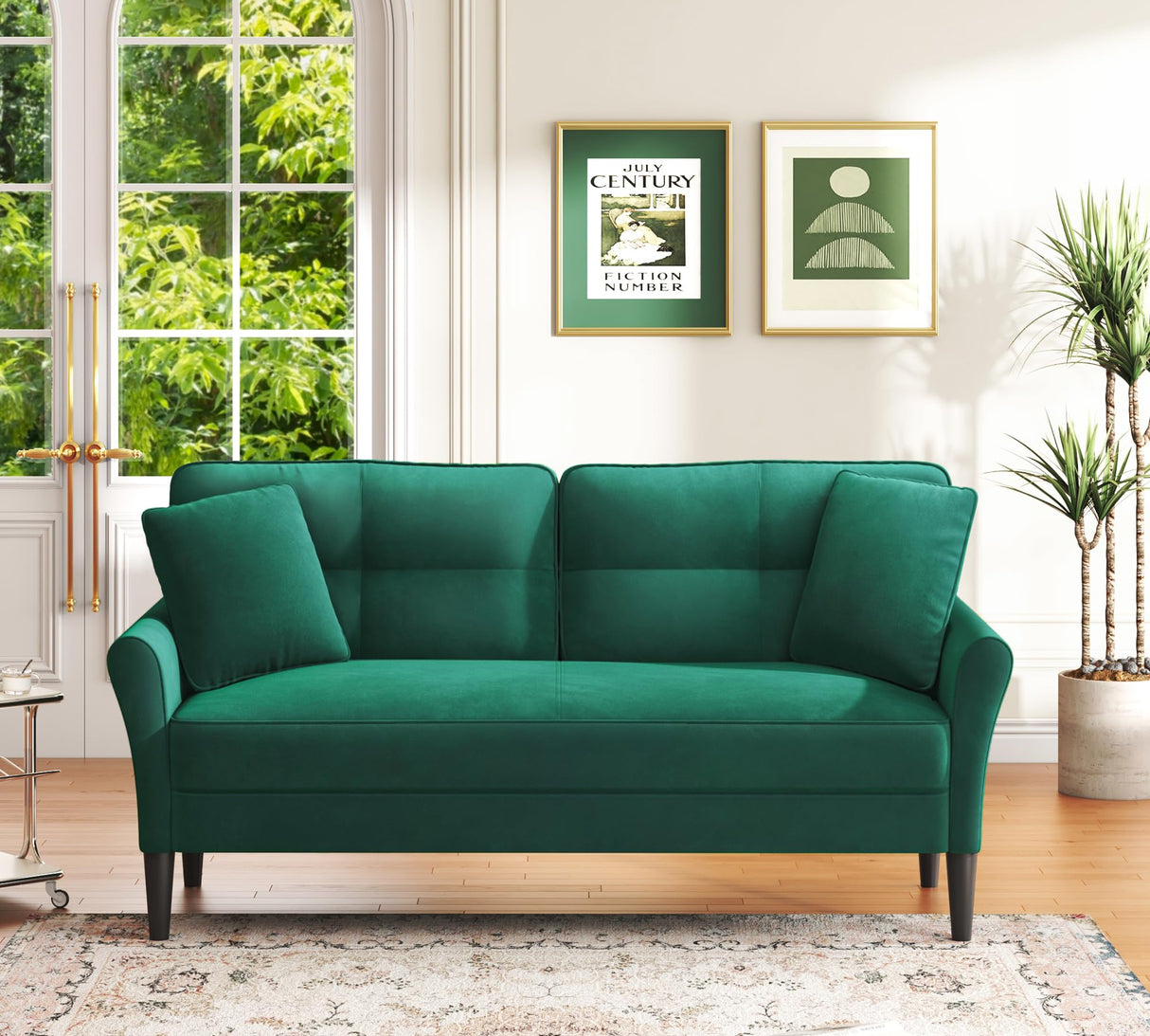 69" Small Sofa, Soft Small Couch with 2 Pillows, Comfy Love Seat Couches, Tool-Free Setup Loveseat Sofa, 700lb Load Sofas for Living Room, Cozy Couches for Living Room, Mini Couch for Bedroom, Green Kidirect
