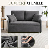 Zelimon Sleeper Sofa Bed, 3 in 1 Pull-Out Convertible Sofa Bed, 55'' Lounge Soft Futon Sofa with Adjustable Backrest, Chenille Couches for Living Room/Office/Apartment, Grey Zelimon