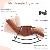 VECELO High Back Nursery Rocking Chair with Foot Rest, Teddy Upholstered Reclining Glider Rocker, Comfy Armchair Padded Seat Removable Side Pockets for Living Room, Bedroom, Balcony VECELO