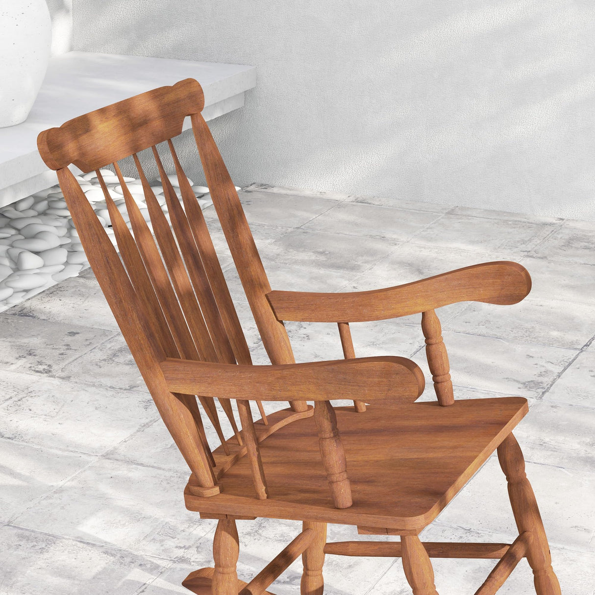 Outsunny Outdoor Wood Rocking Chair, 350 lbs. Porch Rocker with High Back for Garden, Patio, Balcony, Teak Outsunny