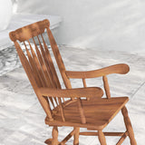 Outsunny Outdoor Wood Rocking Chair, 350 lbs. Porch Rocker with High Back for Garden, Patio, Balcony, Teak Outsunny
