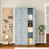 ZAOUS Metal Locker for Employees, 71'' Tall Lockable Storage Locker Cabinet for Home, Office, Gym, Shool, 9 Doors-Grey ZAOUS