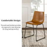 Walker Edison Douglas Urban Industrial Faux Leather Armless Dining Chairs, Set of 2, Whiskey Brown Walker Edison
