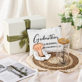Skylety Godmother Proposal Gifts Set 16 oz Coffee Glass Godmother Cosmetic Bag White Hair Scrunchies,Gift Box, Christmas Gifts for Godmother, Christmas Wedding Holiday Appreciated Gift Skylety