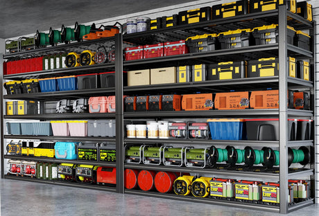 PMKES 65" W Garage Shelving Heavy Duty, 7 Tier Garage Shelves, 65" W x 96" H x 24" D Adjustable Storage Shelving Unit, Commercial Metal Shelves for Warehouse, Basement,2 Pack PMKES