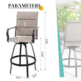 Vongrasig 4 Piece Outdoor Patio Swivel Bar Chairs, All Weather Padded Sling Textile High Top Bar Stools, Bistro Set for Backyard, Lawn Garden, Balcony, Gray Vongrasig