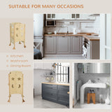 Qaba Wooden Kitchen Step Stool for Kids, Foldable Toddler Tower, Helper Stool for Kitchen Counter with Support Handles Safety Rail, Natural Wood Qaba