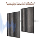 Wood Slat Panels, Interior Wall Decor Easy Installation, Soundproof Slatted Wall Panels 3D Acoustic Decoration for Office, Meeting Room, Café, Bars, Restaurant & Home, Deep Gray 2 Pcs 47.2×23.6 in WoveN SounD
