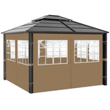 aonear Gazebo Privacy Curtains 10' x 12' with PVC Windows, 4-Panels Side Wall with Zipper Universal Replacement for Patio, Outdoor Canopy, Garden and Backyard aonear