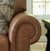 Signature Design by Ashley Carianna Classic Leather Match Sofa with Nailhead Trim, Dark Brown Signature Design by Ashley