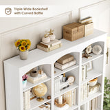 FACBOTALL 71" Triple Wide Bookshelf, 6 Tier Bookcase, Large White Bookshelf with Curved Baffle, 63.4" Wide Tall Bookcase with 18 Open Display Shelves for Living Room, Study, White FACBOTALL