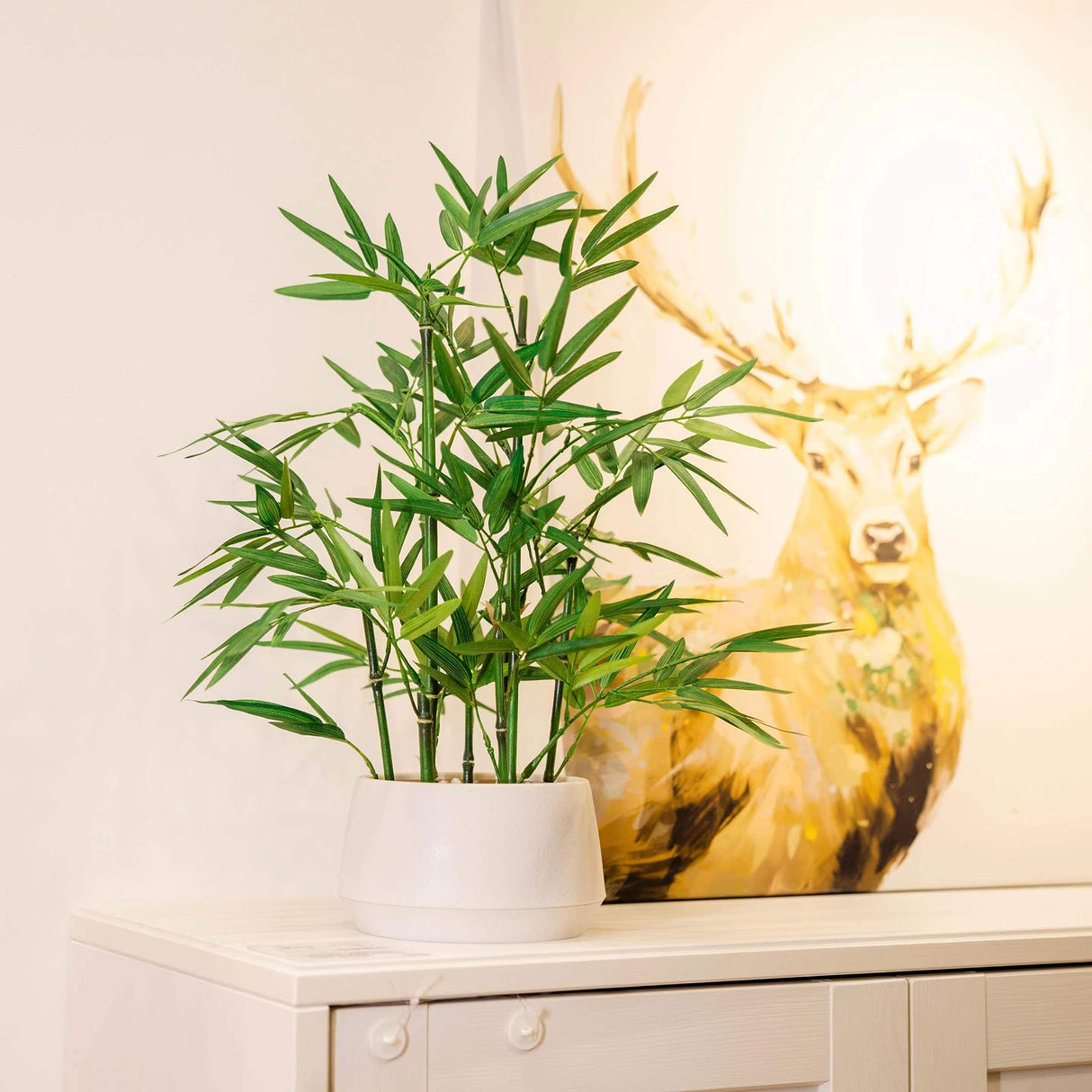 365 Blooming Decor 18 inch Tall White Potted Faux Bamboo Plant- Luxury Artificial Bamboo Tree in White Pot for Home, Office, Kitchen, Counter Top, Indoor Decor, Money Tree, Lucky Bamboo Tree. 365 BLOOMING DECOR INC.