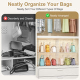 Purse Storage Organizer for Closet : Adjustable 2-Pack Dividers Handbag Organizer - Stackable Wire Handbags Storage Baskets -Open Cabinets Wallets Tote Chain Bags Clutches -White Sonyabecca
