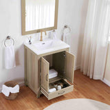 Small Bathroom Vanity with Sink, 25-inch Farmhouse Bathroom Vanity Storage Cabine with 2 Soft Closing Doors & Single Drawer, Freestanding, Natural Oak (25 inch（2 doors & 1 drawer), Light Oak) ZESTO PASSION FOR LIVE