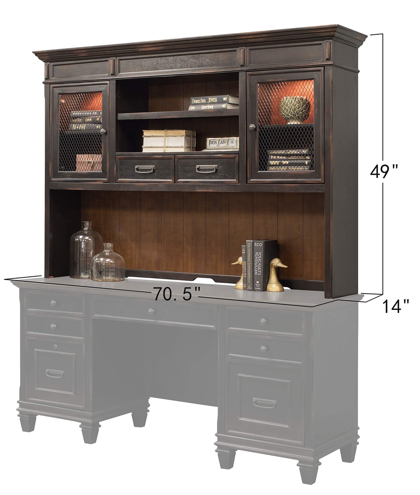 Martin Furniture Hartford Hutch, Brown - Fully Assembled - WoodArtSupply