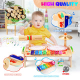 Wingyz Kids Drum Set for Toddlers Baby Music Instruments 7 in 1 Montessori Preschool Musical Toys Children Drum kit Xylophone Tambourine Birthday Gifts for Boys and Girls wingyz