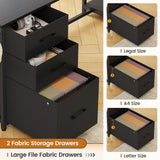 SEDETA L Shaped Computer Desk, 58'' Office Desk with 3 Drawers and Bookshelf, L Shaped Corner Desk with Storage Shelves and LED Light for Home Office, Gaming Desk, L Desk, Black SEDETA