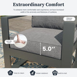 KHOLH 5 Piece Modern Aluminum Patio Furniture Set with Fire Pit Table, Outdoor Patio Sectional Conversation Metal Seating Sets with Olefin Cushion KHOLH