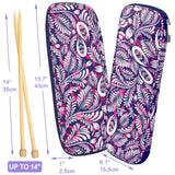 Coopay Knitting Needles Case Travel Knitting Needle Organizer Storage for Straight Knitting Needles (Up to 14''), Tunisian Crochet Hooks, DPNs, Crochet Accessories and Supplies, Pink-Purple Coopay