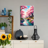 JOOZ Landscape Paint by Numbers Kit for Adults Framed Cherry Blossom Paint by Number with Easel Bridge Adult Paint by Number Kits Lake Scenery Oil Painting Kits for Gift Home Wall Decor 8x12 Inch JOOZ