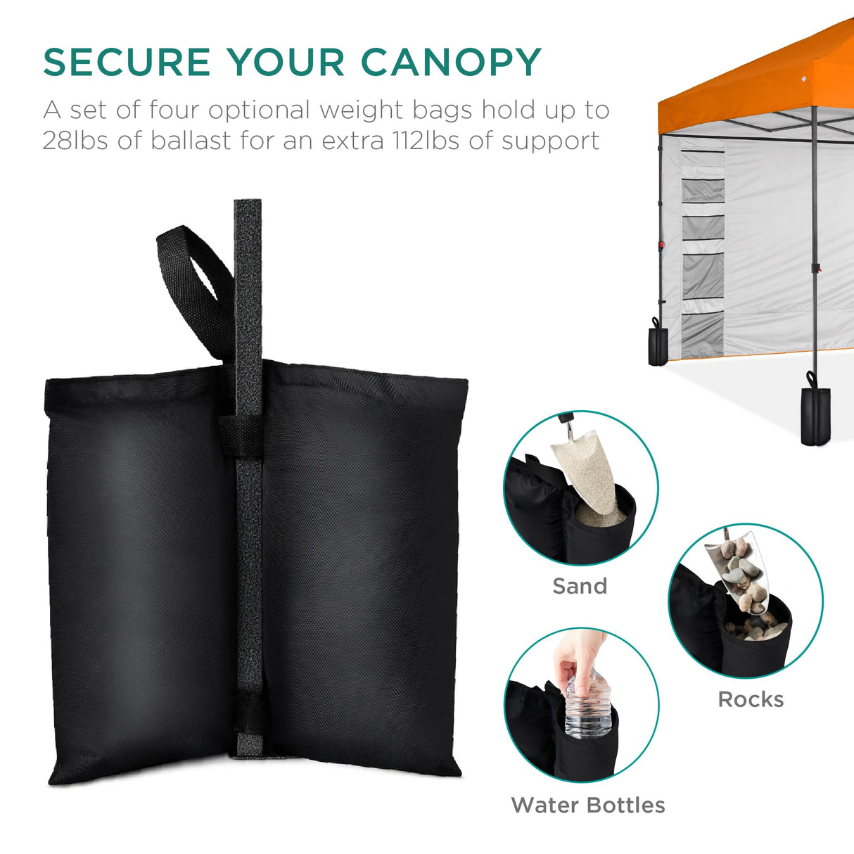 Best Choice Products 10x10ft Easy Pop Up Canopy w/Side Wall, 10 Pockets, Portable Carrying Case, 1-Button Setup, 4 Weight Bags - Orange Best Choice Products