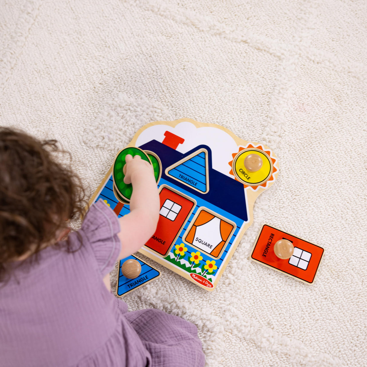 Melissa & Doug First Shapes Jumbo Knob Wooden Puzzle - Wooden Peg Chunky Baby Puzzle, Preschool Learning Shapes Knob Puzzle Board For Toddlers Ages 1+ Melissa & Doug