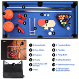 Sunnydaze 5-in-1 Multi-Game Table for Kids - Combo Game Table with Billiards, Push Hockey, Foosball, Ping Pong, and Basketball - 45-Inch - Multi-Color Sunnydaze