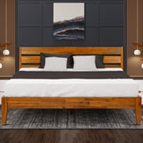 Acacia Wood King Size Bed Frame with Artistic Headboard - Contemporary Solid Platform Design in Caramel A ACACIA FURNITURE