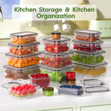 KEMETHY 36-Piece Food Storage Containers with Lids(18 Containers & 18 Lids), Plastic Food Containers for Pantry & Kitchen Storage and Organization, BPA-Free, Leak Proof, Reusable with Labels & Pen KEMETHY