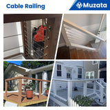 Muzata 50 Pairs 1/8" Cable Railing Hardware Kit Swage Toggle Turnbuckle for Wood Post T316 Stainless Steel Deck Cable Railing System Angle 180° Adjustable Stairs 100 Pack CK07 Muzata