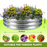 4FT Diameter Camp Fire Ring Pit, Large Round Galvanized Steel Fire Pit, Heavy Duty Steel Fire Pit Silver for Backyard, Camping, Bonfire (4x4x1FT) TBMLC