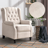 CANMOV Push Back Recliner Chair,Accent Chair,Mid Century Wingback Recliner, Fabric Push Back Recliner Chair Single Armchair Sofa with Rivet Decoration, Button-Tufted Back for Living Room, White CANMOV