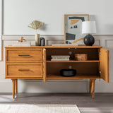 Walker Edison Deluca Boho Solid Wood 2 Door Sideboard with Prism Detail, 58 Inch, Caramel Walker Edison