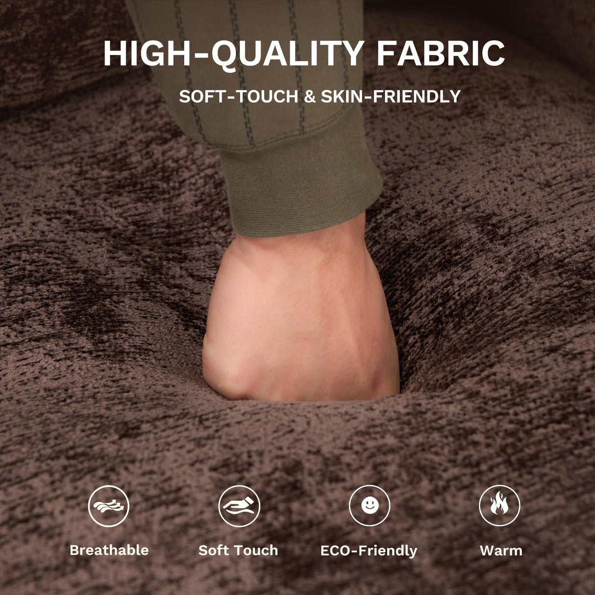 MALOL COLAMY 118" U-Shaped Sectional Couch, 4-Seat Modular Sofa with 2 Ottomans and Foldable Side Table, Brown for Living Room MALOL